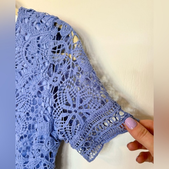 She + Sky Blue Crochet Short Sleeve Isla Dress- Size Small - Picture 4 of 7